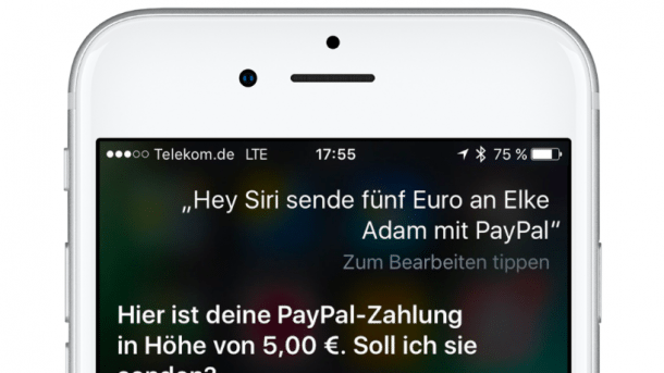Siri spricht mit Paypal