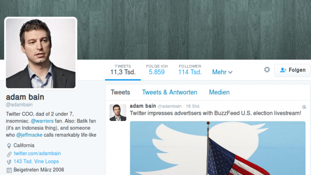 Twitter: COO Adam Bain verlässt das Unternehmen