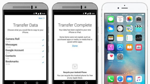 Apples Android-Wechsler-App mit neuem Download-Hoch
