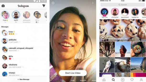 Instagram bekommt Live-Video und weitere Snapchat-Features
