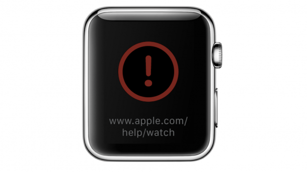 Apple Watch mit rotem Ausrufezeichen