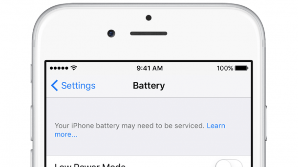 iOS 10.2.1 iPhone-Akkuwarnung