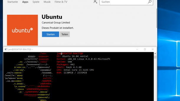 Ubuntu im Windows Store der Insider Preview