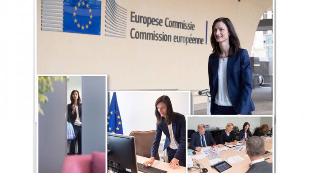 Kommissionssprecher Margaritis Schinas twitterte Fotos von Mariya Gabriels Amtsantritt.