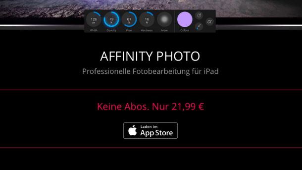 Photoshop-Alternative Affinity Photo hält Preis für iPad-App unten