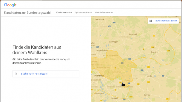 Google-Navigation nach Wahlkreisen