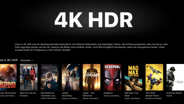 4K-Filme im iTunes Store: Kein Download, keine Wiedergabe auf PCs und Macs
