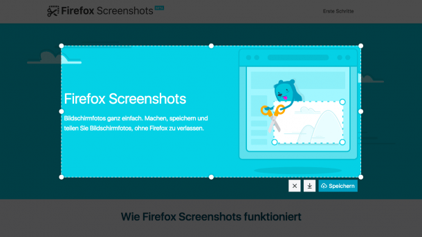 Firefox 56 mit integriertem Screenshot-Tool