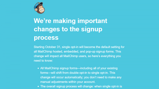 MailChimp wechselt auf Single-Opt-In – Seitenbetreibern drohen Abmahnungen