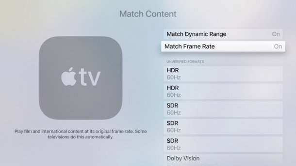 Apple TV 4K passt Bildwiederholrate und HDR-Ausgabe mit kommenden tvOS 11.2 automatisch an Inhalt an