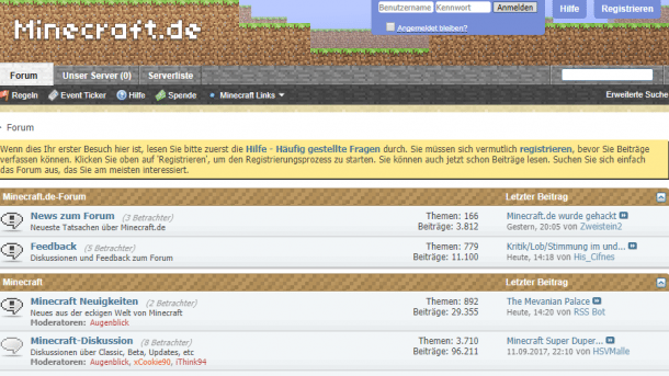 Forum gehackt: Minecraft.de ruft zum Passwortwechsel auf