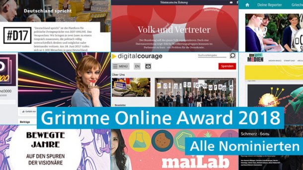 Das gute Netz: Die Nominierungen für den Grimme Online Award