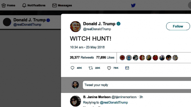 Trump-Tweet "WITCH HUNT!"