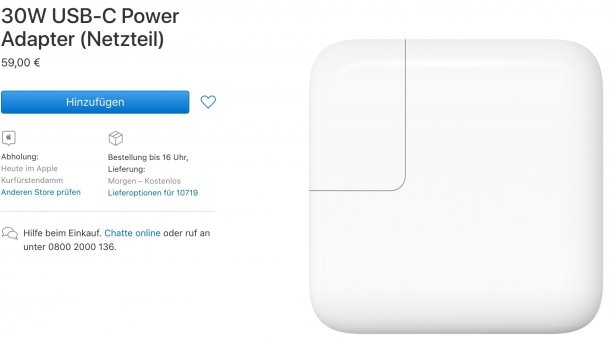 USB-C: Apple spendiert Ladegerät ein Watt mehr