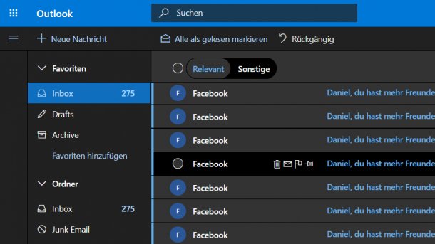 Outlook.com: Neuer Dunkel-Modus verfügbar