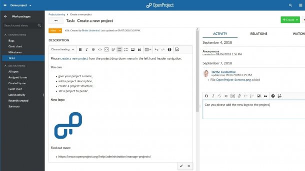 OpenProject 8.0: Neuer Texteditor und neue Diagramme