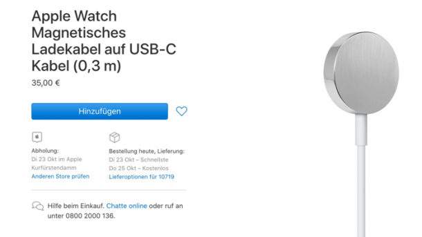 Neues Apple-Watch-Kabel: Apple mit mehr USB-C-Zubehör