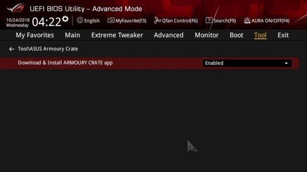 Asus Armoury Crate lässt sich im BIOS-Setup abschalten