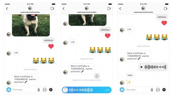 Instagram unterstützt ab sofort auch Sprachnachrichten
