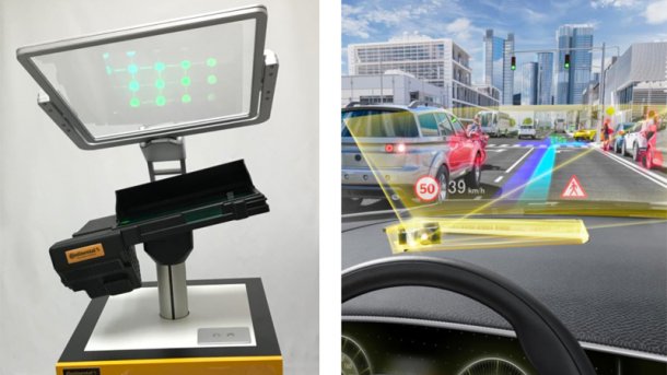 HUD mit Wellenleitern für Augmented Reality im Auto