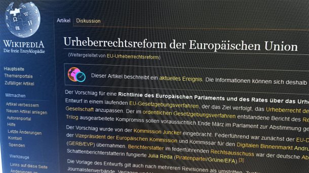 Protest gegen EU-Copyright-Reform und Artikel 13: Wikipedia macht einen Tag dicht