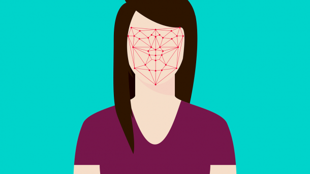 Zeichnung einer gesichtslosen Frau mir Dreiecken in der Gesichtspartie