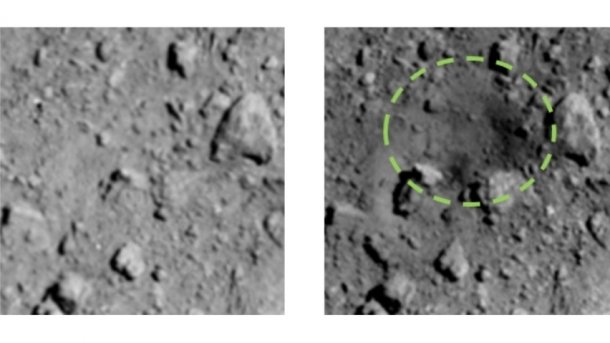 Hayabusa2: Auf Asteroid Ryugu geschlagener Krater deutlich größer als erwartet