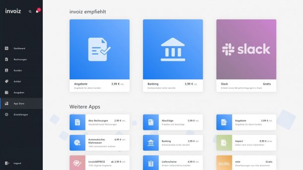 Finanzprogramm Invoiz startet eigenen App-Store