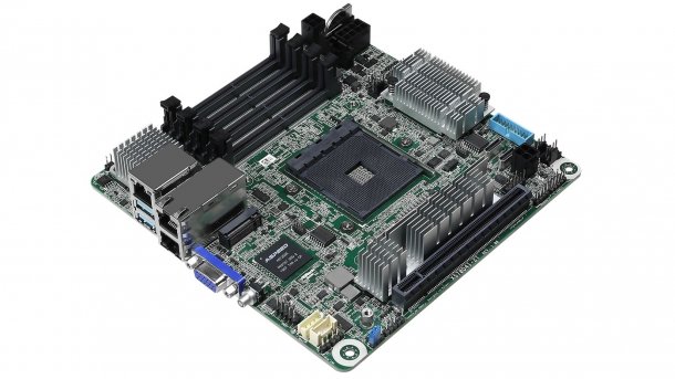 AMD Ryzen: Mini-ITX-Mainboard mit vier Speicherriegeln und 10-Gigabit-Ethernet