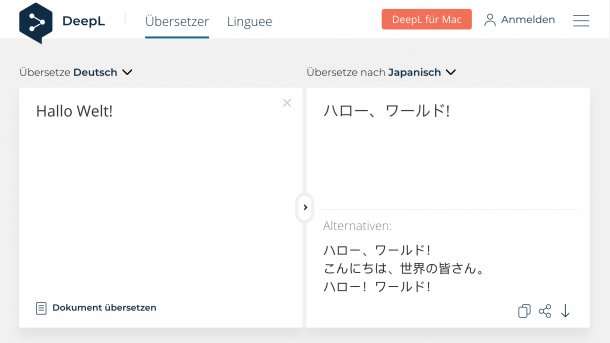 KI-Übersetzer DeepL unterstützt Japanisch und Chinesisch