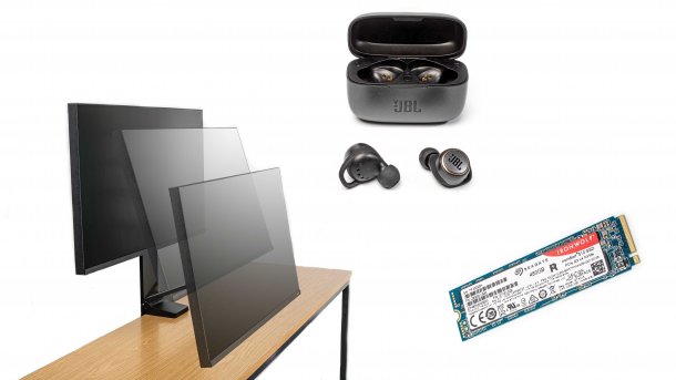 Kurztests: Büromonitor, NAS-SSD und ein In-Ear-Headset mit Bluetooth