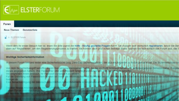 Elster-Anwenderforum: Angreifer griffen über Sicherheitslücke Nutzerdaten ab