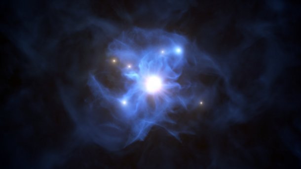Junges Universum: Sechs Galaxien um supermassives Schwarzes Loch entdeckt