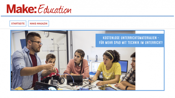 Screenshot der Startseite Make Education.