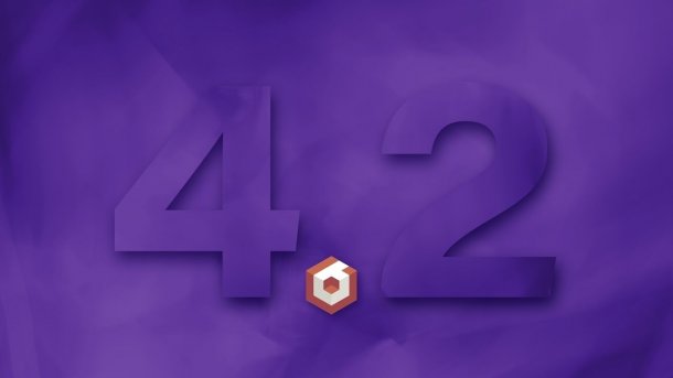 Logo von Microsofts 3D-Framework Babylon.js 4.2 mit großer Versionsnummer vor violettem Hintergrund