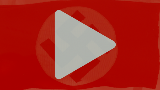 YouTube-Logo über Hakrenkreuz