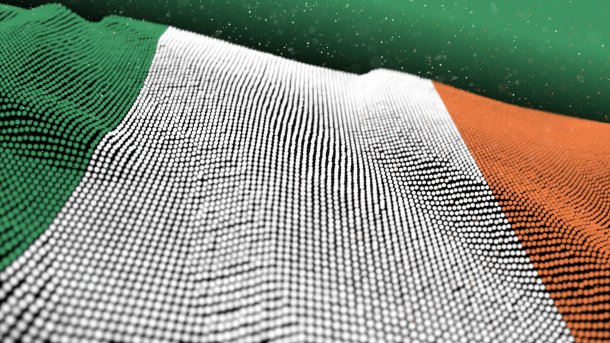 3d,Illustration,Abstract,Glowing,Particle,Wavy,Surface,With,Ireland,Flag
