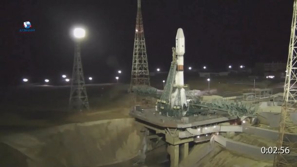 Russische Rakete mit Pritschal-Modul kurz vor Start