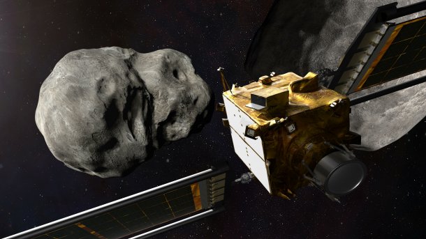Die DART-Sonde nimmt Fahrt auf und steuert sich selbst ins Herz des anvisierten Asteroiden., NASA / Johns-Hopkins-Universität