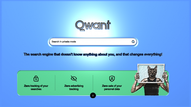 Künstlerisch verfremdeter Screenshot der Eingabemaske Qwants