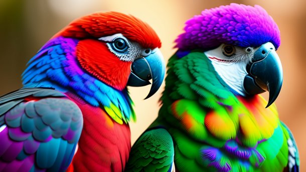 Majestic colored medium-sized birds parrots
