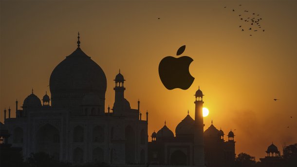 Apple-Logo vor dem Taj Mahal