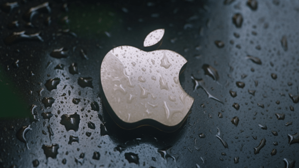 Apple-Logo im Regen