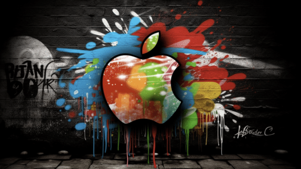 Apple-Graffiti an Hauswand