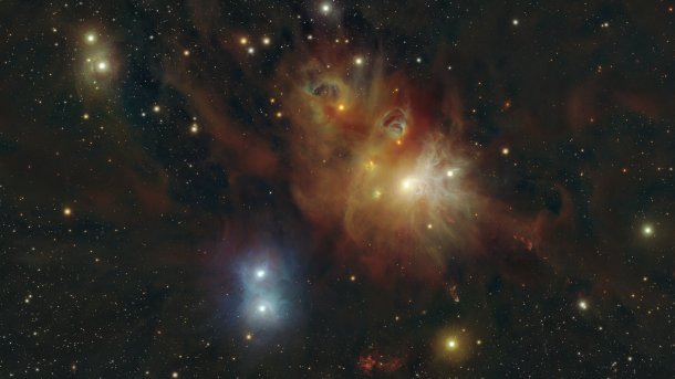 Infrarotaufnahme der Umgebung des Coronet-Sternhaufens