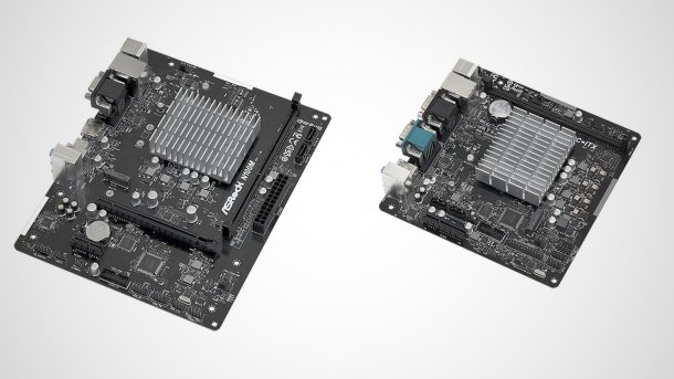 Asrock-Mainbaords N100M (links) und N100DC-ITX mit Intel Processor N100