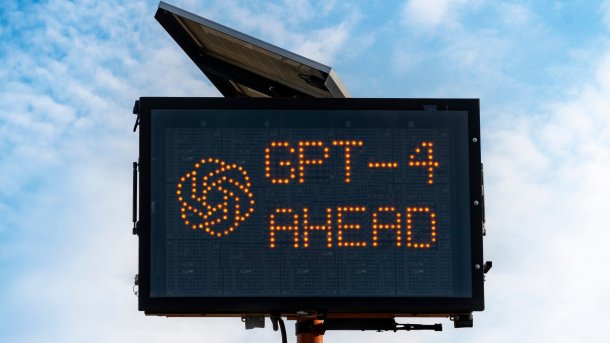 GPT-4 auf einem digitalen Schild