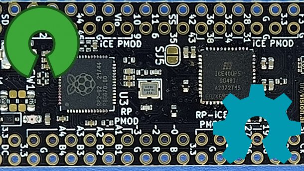 PicoIce Board mit Open Source und Open Hardware Logos