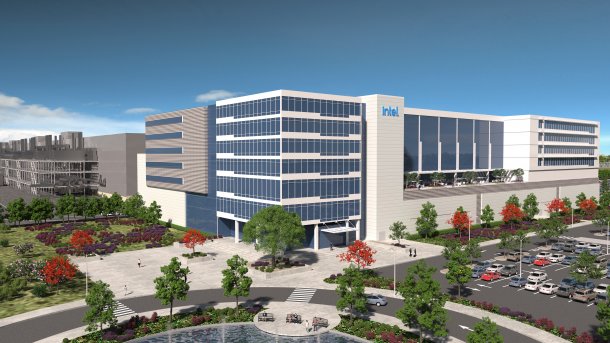 3D-Simulation der geplanten Chipfabrik von Intel in Magdeburg