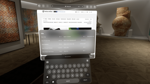 Safari-Browser im visionOS-Simulator